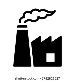 Factory Building with Smokestack Industrial Structure Icon