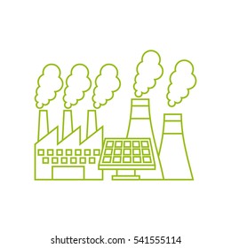 factory building and solar panel icon over white background. vector illustration