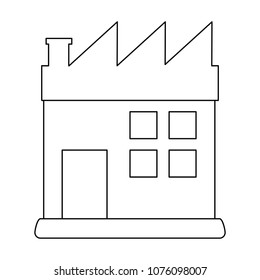 Factory building symbol on black and white colors