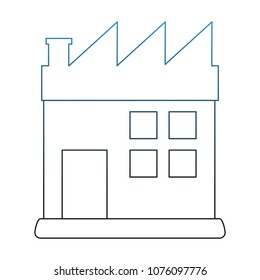 Factory building symbol on blue lines