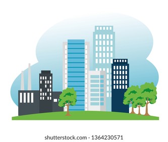 factory and building and trees to ecology conservation