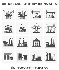 Fabrikgebäude und Industrieanlagensymbol.