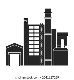 Icono de vector de construcción de fábrica.Icono de vector negro aislado en la construcción de fábrica de fondo blanco.