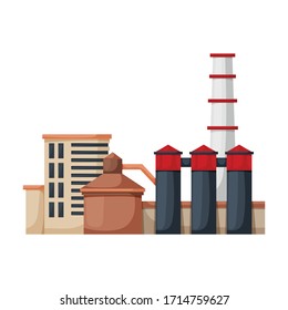 Icono vectorial de construcción de fábrica.Icono vectorial de caricatura aislado en la construcción de fábrica de fondo blanco.