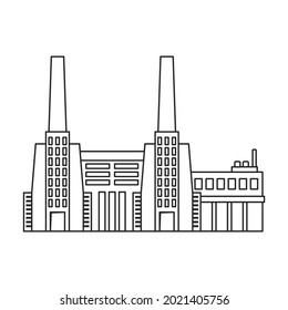 Factory building vector icon.Outline vector icon isolated on white background factory building.