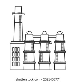 Icono de vector de construcción de fábrica.Icono de vector de contorno aislado en la construcción de fábrica de fondo blanco.