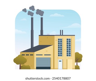 Ilustração vetorial de construção de fábrica, elemento para cidade, infográfico e ilustração da indústria