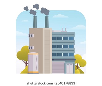 Ilustração vetorial de construção de fábrica, elemento para cidade, infográfico e ilustração da indústria