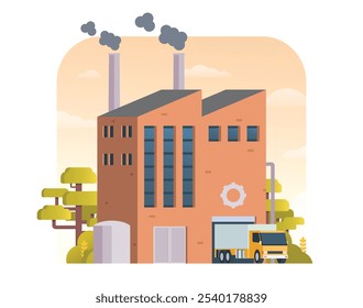 Fabrikgebäude, Vektorgrafik, Element für Stadt, Infografik und Industriegrafik