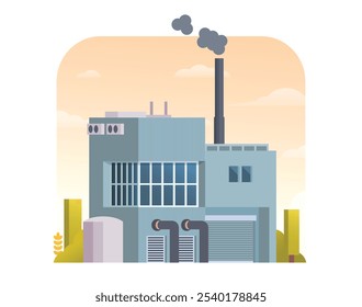Ilustração vetorial de construção de fábrica, elemento para cidade, infográfico e ilustração da indústria