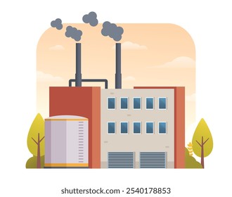Factory building vector illustration, element for city, infographic and industry illustration