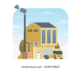 Ilustração vetorial de construção de fábrica, elemento para cidade, infográfico e ilustração da indústria