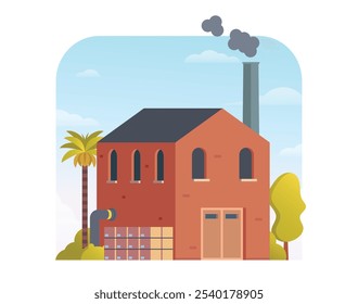 Factory building vector illustration, element for city, infographic and industry illustration