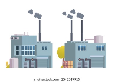Ilustración vectorial de construcción de fábrica, elemento para ciudad, infografía e ilustración de la industria