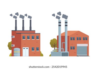 Ilustração vetorial de construção de fábrica, elemento para cidade, infográfico e ilustração da indústria