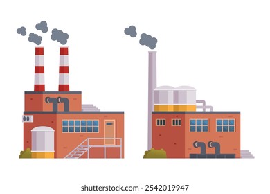 Ilustração vetorial de construção de fábrica, elemento para cidade, infográfico e ilustração da indústria