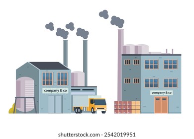 Factory building vector illustration, element for city, infographic and industry illustration