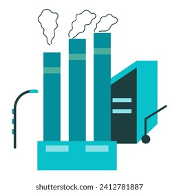Factory Building vector illustration. Modern flat vector illustration in solid colors with industry theme.