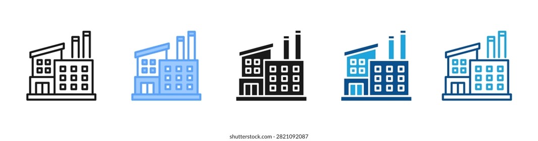 Factory Building web icon with multiple style collection