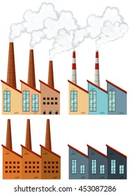 Factory buildings with chimneys illustration