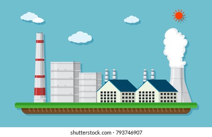 Factory buildings at day time illustration