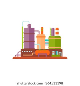 Factory Buildings Flat Vector Illustration industrial Plant