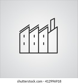 Factory  Buildings Line Icon  Vector