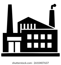 Factory Buildings Vector Design Silhouette.