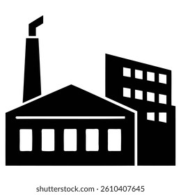 Factory Buildings Vector Design Silhouette.