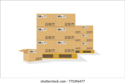 Factory cartons, vector illustrations