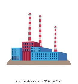Factory cartoon vector illustration. Energy production, water and air pollution, crude oil, gas, minerals extraction, forest industry