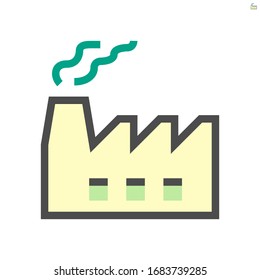 Factory cause of air pollution vector icon design, 48x48 pixel perfect and editable stroke.