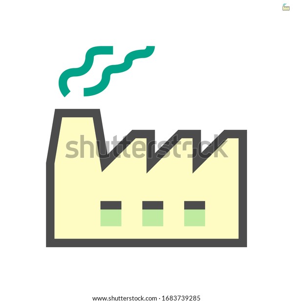 Factory cause of air pollution vector\
icon design, 48x48 pixel perfect and editable\
stroke.