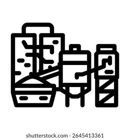 vetor de ícone de linha de cimento de fábrica. sinal de cimento de fábrica. ilustração preta do símbolo de contorno isolado