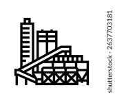 factory cement production line icon vector. factory cement production sign. isolated contour symbol black illustration