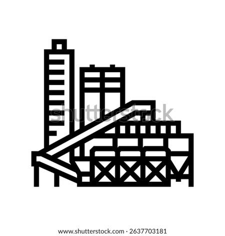 factory cement production line icon vector. factory cement production sign. isolated contour symbol black illustration