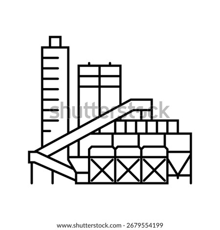 factory cement production line icon vector. factory cement production sign. isolated contour symbol black illustration