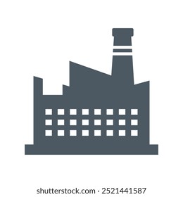 Factory with a central building, windows, and a tall chimney, symbolizing industry and manufacturing. Ideal for industrial, production, and business themes