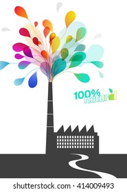 Factory chimney with ecology pollution.