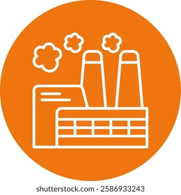 Factory Chimney Outline Circle Style Icon Design
