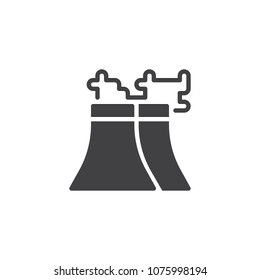 Factory Chimney with Smog vector icon. filled flat sign for mobile concept and web design. Smoke from industrial chimney simple solid icon. Symbol, logo illustration. Pixel perfect vector graphics