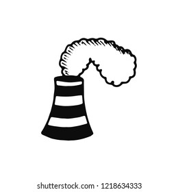 factory chimney and smoke icon. isolated black object.