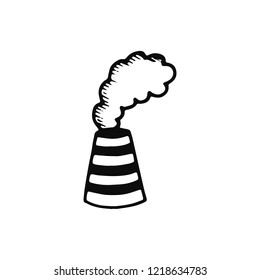 factory chimney and smoke icon. isolated black object