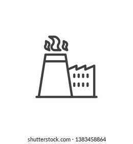 Factory chimney with smoke line icon. linear style sign for mobile concept and web design. Manufacturing industry pollution smoke outline vector icon. Symbol, logo illustration. Pixel perfect vector