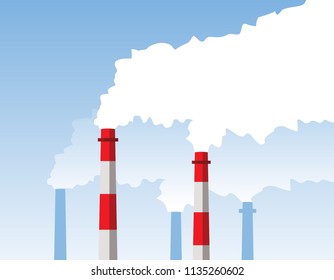 factory chimney smoke, pollution concept