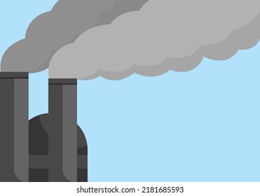 Factory Chimneys With Destructive Combustion. Large Smokestacks Polluting The Sky.