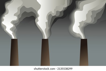 Factory chimneys emitting pollutants into the air