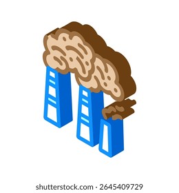 factory chimneys emitting thick smoke air pollution isometric icon vector. factory chimneys emitting thick smoke air pollution sign. isolated symbol illustration