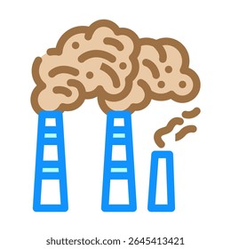 factory chimneys emitting thick smoke air pollution color icon vector. factory chimneys emitting thick smoke air pollution sign. isolated symbol illustration