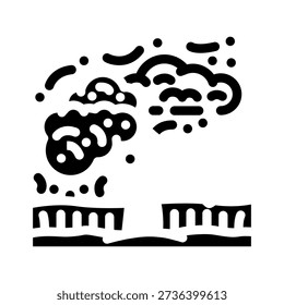Factory chimneys releasing dense smoke and harmful particles into the atmosphere, symbolizing industrial pollution, environmental damage, and urban air quality issues